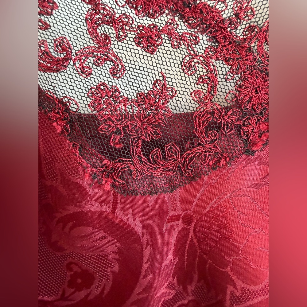 Victoria's Secret Vintage 90’s Burgundy Red Lace Slip Dress - Picture 4 of 11